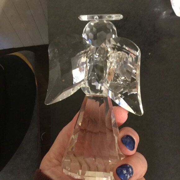 Crystal glass angel ornament no chips or cracks beautiful when in lights 6" tall - Picture 5 of 5